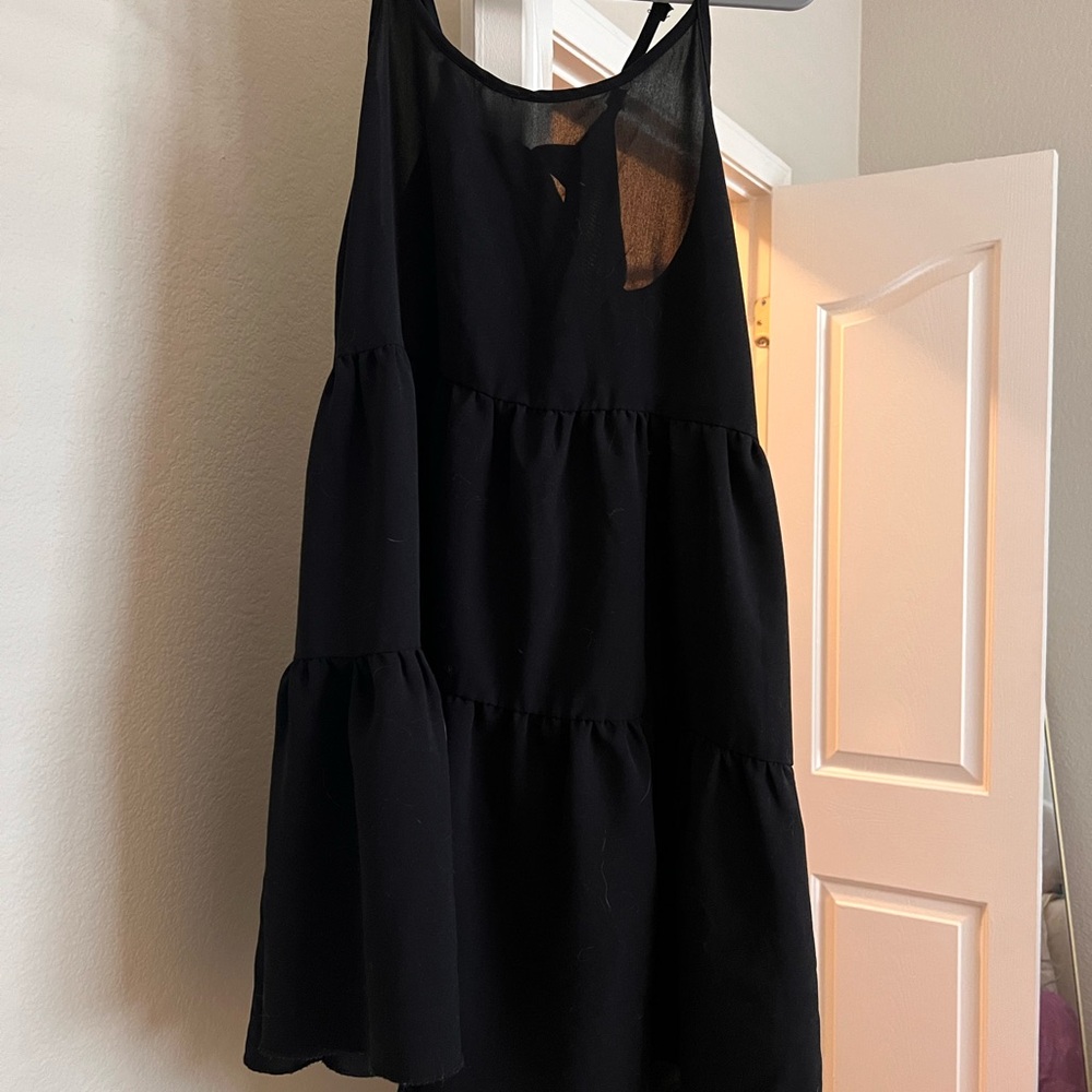 Black Sleeveless Tiered Dress